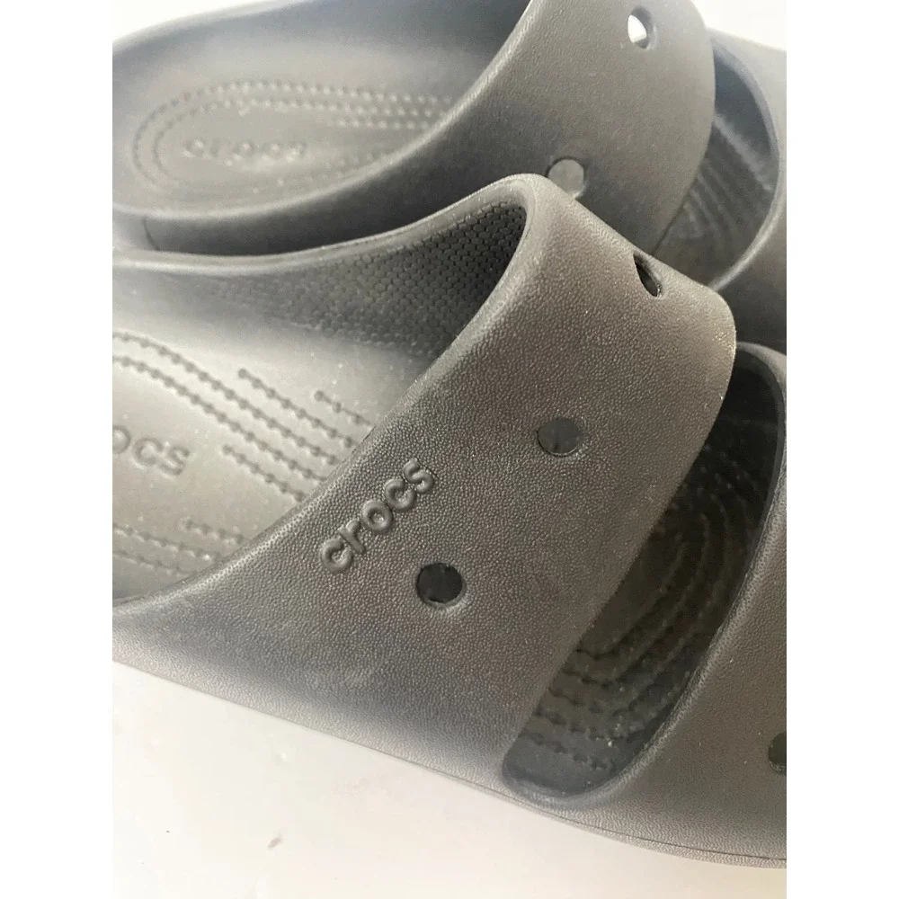Crocs Classic Sandal Mens 7 Womens 9 Black Two Strap Slide Sandals coastal beach